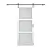 Photo 1 of *BRAND/ MEASUREMENTS UNKNOWN 36 in. x 84 in. 3-Lites Pre Assembled Frosted Glass White MDF Interior Sliding Barn Door w/ Hardware Kit and Door Handle