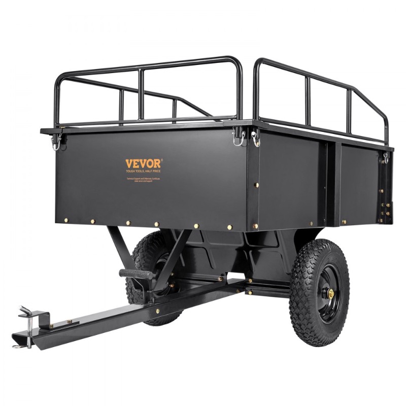 Photo 1 of *PICTURE AS REFERENCE VEVOR Heavy Duty ATV Trailer Steel Dump Cart, 750-Pound 15 Cubic Feet, Garden Utility Trailer with Removable Sides for Riding Lawn Mower Tractor
