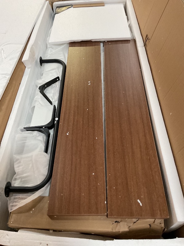 Photo 1 of *PICTURE AS REFERENCE , CHECK OTHER PHOTOS 4ever2buy 72" Farmhouse Coffee Bar Cabinet with 2 Glass Doors & 9 Wine Racks, Tall Hutch Cabinet with Storage, Wine Bar with 4 Row Metal Glass Holder, Dark Oak