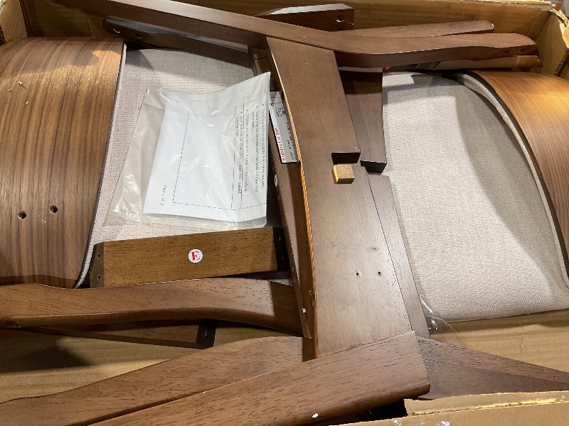 Photo 1 of *CHAIRS ONLY* Christopher Knight Home Rachel Mid-Century Modern 7 Piece Dining Set with A-Frame Table, Light Beige + Walnut