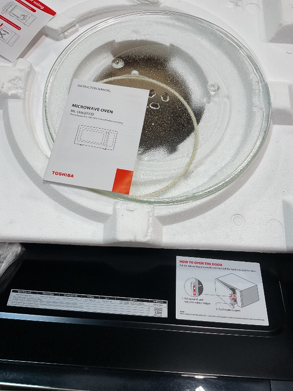 Photo 1 of *DENT ON BACK* Toshiba ML-EM62P(SS) Large Countertop Microwave with Smart Sensor, 6 Menus, Auto Defrost, ECO Mode, Mute Option & 16.5" Position Memory Turntable, 2.2 Cu Ft, 1200W, Stainless Steel