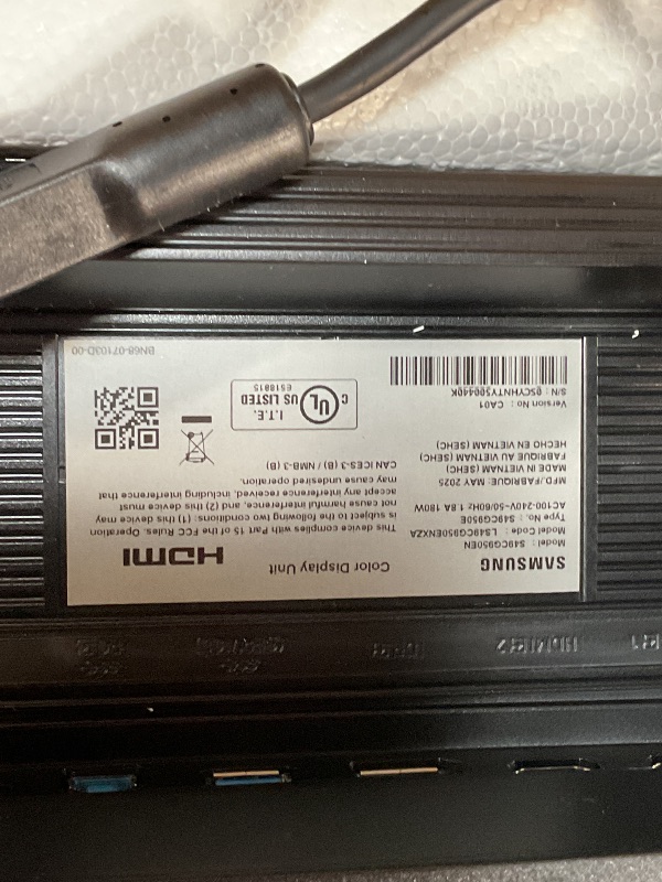 Photo 1 of **FOR PARTS/NON-FUNCTIONAL** SAMSUNG 49" Odyssey G9 (G95C) Series DQHD 1000R Curved Gaming Monitor, 240Hz, 1ms(GtG), DisplayHDR 1000, AMD FreeSync Premium Pro, Eye Saver Mode, Auto Source Switch+, LS49CG950ENXZA, 2024