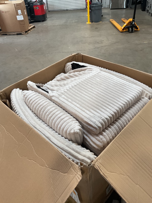 Photo 1 of **FOR PARTS LEFT ARM REST BROKEN** LINSY 360 Swivel Recliner Chair: Corduroy Rocking Chair Nursery Glider Chairs with 2 Pillows Comfy High Back Adult Recliner for Small Spaces, Living Room Bedroom Nursery Reclining Chairs, Beige