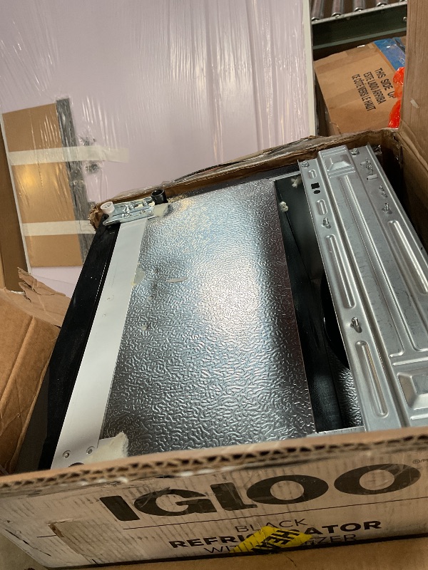 Photo 1 of **FOR PARTS ONLY** Igloo 3.2 Cu.Ft. Single Door Compact Refrigerator with Freezer - Slide Out Glass Shelf, Perfect for Homes, Offices, Dorms - Black