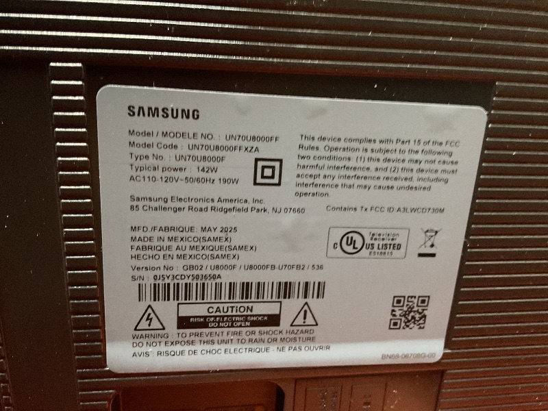 Photo 1 of **SCREEN NON-FUNCTIONAL/FOR PARTS**  Samsung 70-Inch Class Crystal UHD U8000F 4K Smart TV (2025 Model) Endless Free Content, Crystal Processor 4K, MetalStream Design, Knox Security, Alexa Built-in