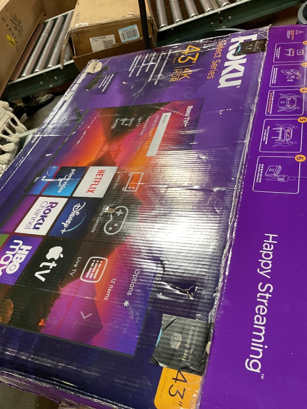 Photo 1 of **FOR PARTS ONLY** Roku Smart TV – 43-Inch Select Series 4K HDR RokuTV with Roku Enhanced Voice Remote, Brilliant 4K Picture, Automatic Brightness, & Seamless Streaming – Live Local News, Sports, Family Entertainment