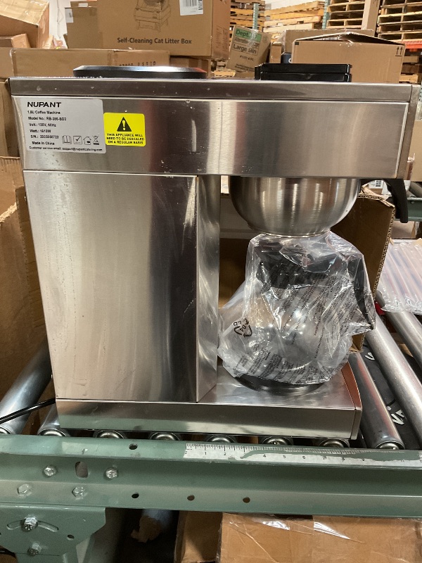 Photo 1 of *ONLY ONE GLASS CARAFE*NUPANT 12-Cup Coffee Maker 1.8L Commercial Drip Coffee Maker Pour Over Coffee Machines with 2 Glass Carafes and 2 Warmers Plate Stainless Steel Coffee Brewer for Cofe Bar and Restaurant