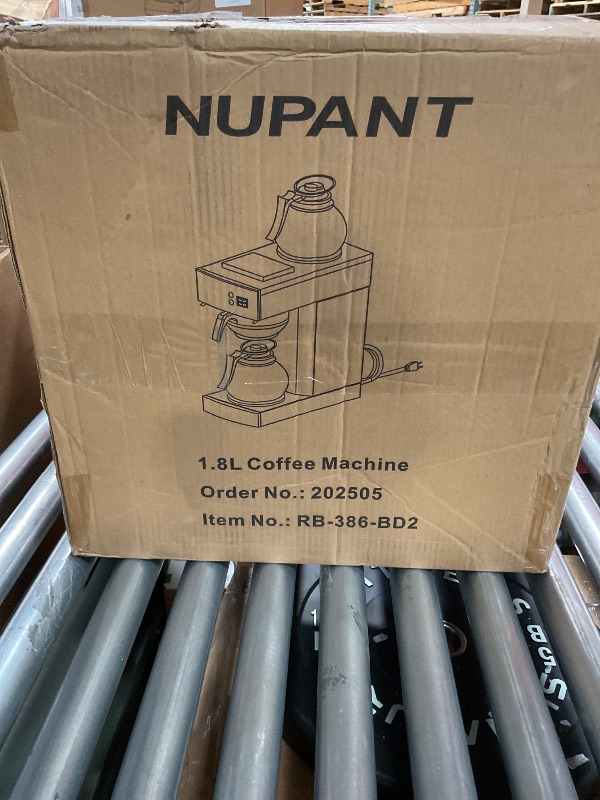 Photo 1 of *ONLY ONE GLASS CARAFE*NUPANT 12-Cup Coffee Maker 1.8L Commercial Drip Coffee Maker Pour Over Coffee Machines with 2 Glass Carafes and 2 Warmers Plate Stainless Steel Coffee Brewer for Cofe Bar and Restaurant