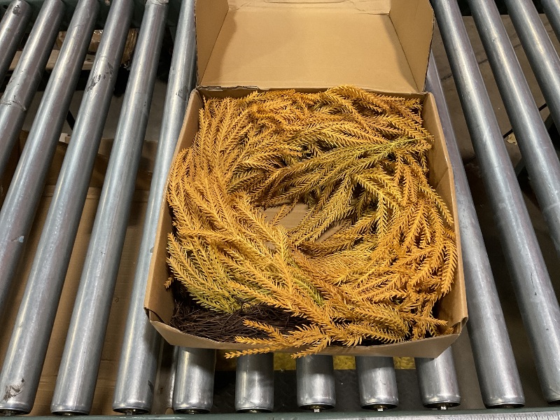 Photo 1 of 26" Fall Wreath for Front Door - Large Artificial Eucalyptus Leaves with Orange Seeds Outdoor Wreath for Porch, Window,Farmhouse,Home,Thanksgiving Day Harvest Festival Autumn Decor