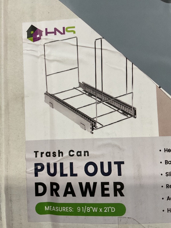 Photo 1 of **JUST DRAWER/CAN NOT INCLUDED**Pull-Out Trash Can for Cabinet -10 Gal / 40 qt – Heavy-Duty Chrome, Smooth Slide with Trash Bag Storage – Fits 11" Cabinet Opening (Bin Not Included)