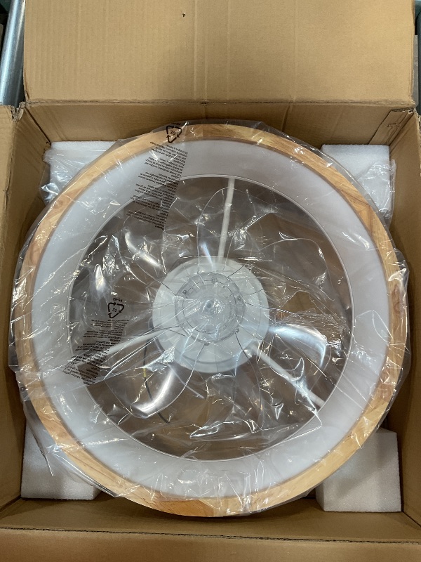 Photo 1 of ***MISSING REMOTE**** Oaks Aura 20” Ceiling Fan with Light, 3 Color Dimmable LED, 6 Speeds,Reversible DC Motor, Wooden Flush Mount Low Profile Ceiling Fans with Lights and Remote for Bedroom/Kidsroom/Dinng Room