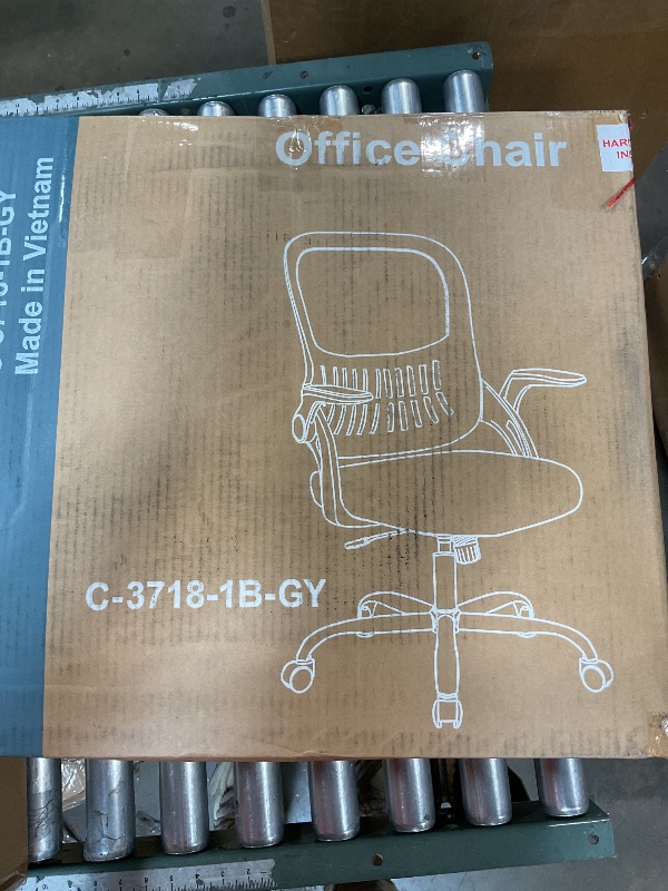 Photo 1 of ****UNTESTED/ UNKNOWN MISSING ASSEMBLY PIECES**** SMUG Office Computer Desk Chair, Ergonomic Mid-Back Mesh Rolling Work Swivel Task Chairs with Wheels, Comfortable Lumbar Support, Comfy Flip-up Arms for Home, Bedroom, Gaming, Study, Student, Grey
