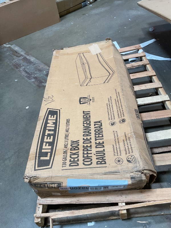 Photo 1 of **FOR PARTS MISSING HARDWARE AND SIDES** LIFETIME 60298 Heavy Duty Outdoor Storage Deck Box, 130 Gallon, Gray