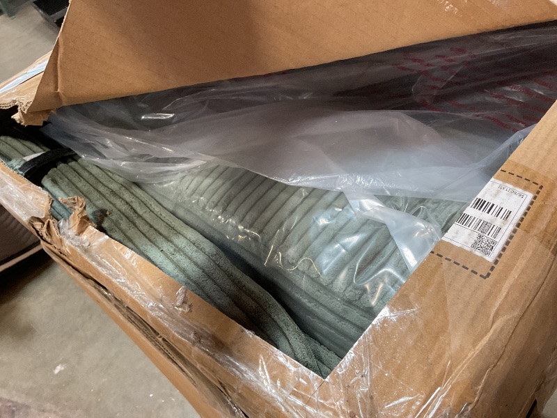 Photo 1 of **INCOMPLETE SET BOX 1 OF 2 ** Kidirect 87in Green Sofa, Couches for Living Room 21in Extra Deep Seats, Comfy Corduroy Sofas for Living Room No Tool Assembly, Modern Oversized Love Seat with 2 Pillows, Sofa Couch for Bedroom