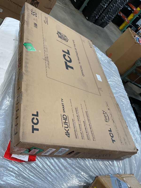 Photo 1 of **MAJOR DAMAGE TO SCREEN. SELLING FOR PARTS **TCL 55-Inch Class S5 UHD 4K LED Smart TV with Fire TV (55S551F, 2024 Model), Dolby Vision, HDR PRO+, Dolby Atmos, Alexa Built-in with Voice Remote, Apple AirPlay 2 Compatibility, Streaming Television