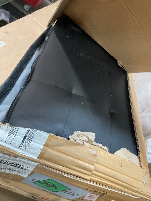 Photo 1 of **HAS A FABRIC RIP/MISSING A COUCH LEG** FONTOI Futon Sofa Bed, Convertible Sleeper Couch with Cup Holders, Folding Loveseat Sofa Recliner for Small Spaces, Apartment, Guest Room, Office, PU Leather, Black