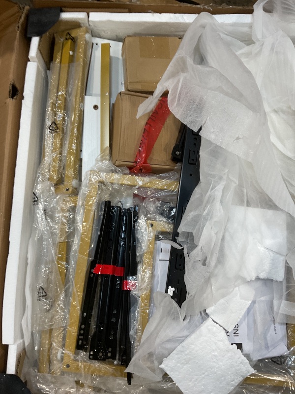 Photo 1 of **SELLING FOR PARTS. MISSING MIRROR **DWVO Vanity Desk with LED Lighted Mirror & Power Outlet, Vanity Table Set with Hidden Jewelry Storage Shelves, 3 Lighting Colors Makeup Desk with 5 Drawers, Dressing Table with Cushion Stool, White