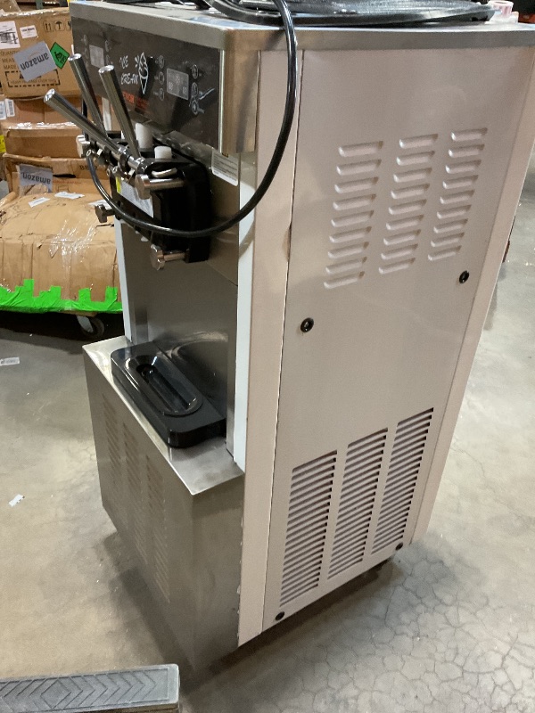 Photo 1 of **FOR PARTS ONLY NON-FUNCTIONAL** VEVOR Commercial Ice Cream Machine, 34-44 L/H Yield, 3400W 3-Flavor Freestanding Soft Serve Ice Cream Maker, 2 x 9L Stainless Steel Hopper, LED Panel Allows Single Cylinder Use Overnight Refrigeration