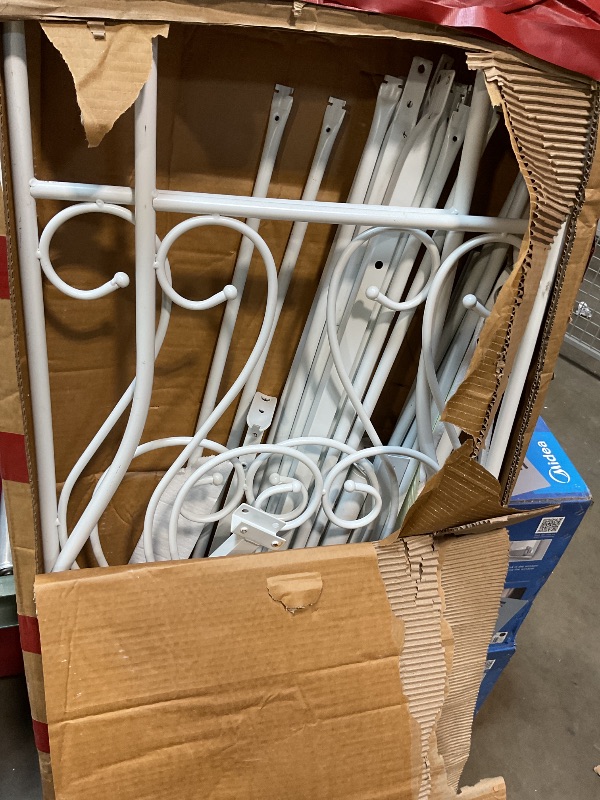 Photo 1 of **SELLING FOR PARTS** white metal bedframe, size unknown