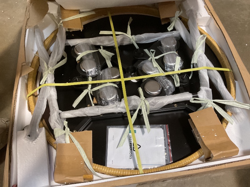 Photo 1 of **SELLING FOR PARTS AS PARTIAL SET. 2 OF 3 BOXES**OYITAHOME 6 Piece Patio Dining Set w/10ft Umbrella, 4-Person Outdoor Dining Set w/Tempered Glass Tabletop & 4 Dining Chairs, Outdoor Patio Dining Set for Deck Lawn Porch