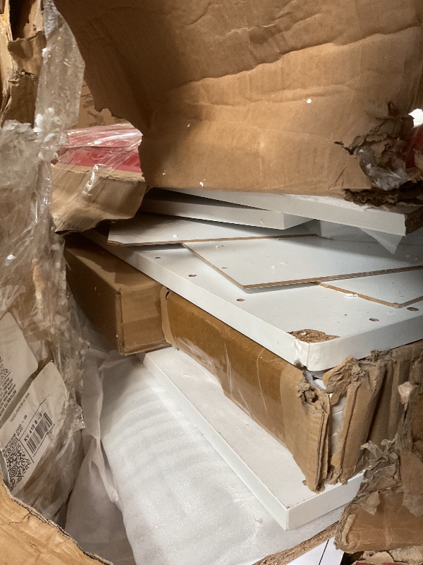 Photo 1 of **SELLING FOR PARTS AS PARTIAL SET **PVabches Vanity Desk with Mirror and Lights, 5 Drawers Makeup Vanity Table with Storage Chair, 44.9in Big Vanity Dresser 3 LED Lighting Modes,Power Outlet,Bedroom White