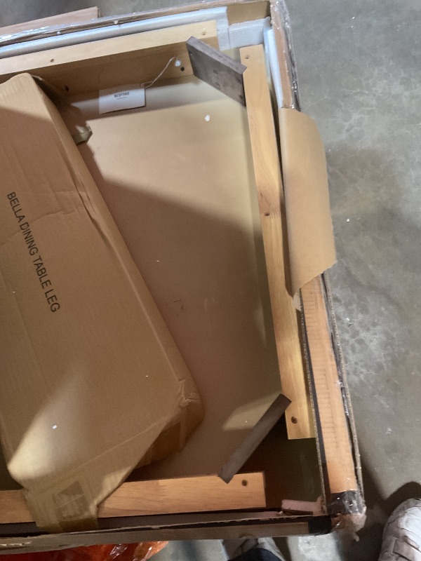 Photo 1 of **DAMAGE TO TABLE CORNERS** Martha Stewart Bella Dining Table Bedford Collection Parson Dining Table Reclaimed Wood Finish, Elegant Apron Details, Tapered Legs, Rustic Farmhouse Dining Table Kitchen Furniture, 59.5" W Natural