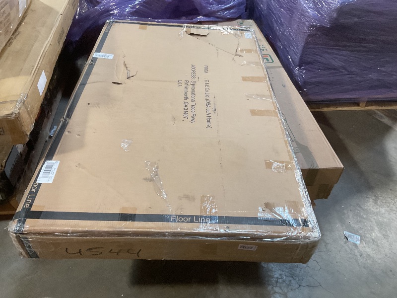 Photo 1 of **DAMAGE TO TABLE CORNERS** Martha Stewart Bella Dining Table Bedford Collection Parson Dining Table Reclaimed Wood Finish, Elegant Apron Details, Tapered Legs, Rustic Farmhouse Dining Table Kitchen Furniture, 59.5" W Natural