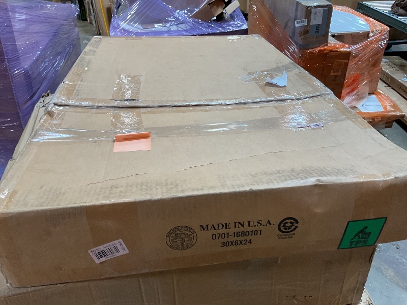 Photo 1 of **CORNER IS CRACKED AND CHIPPED**Roundhill Furniture Athens Contemporary Replicated Wood Shelf Coffee Table in Charcoal Finish