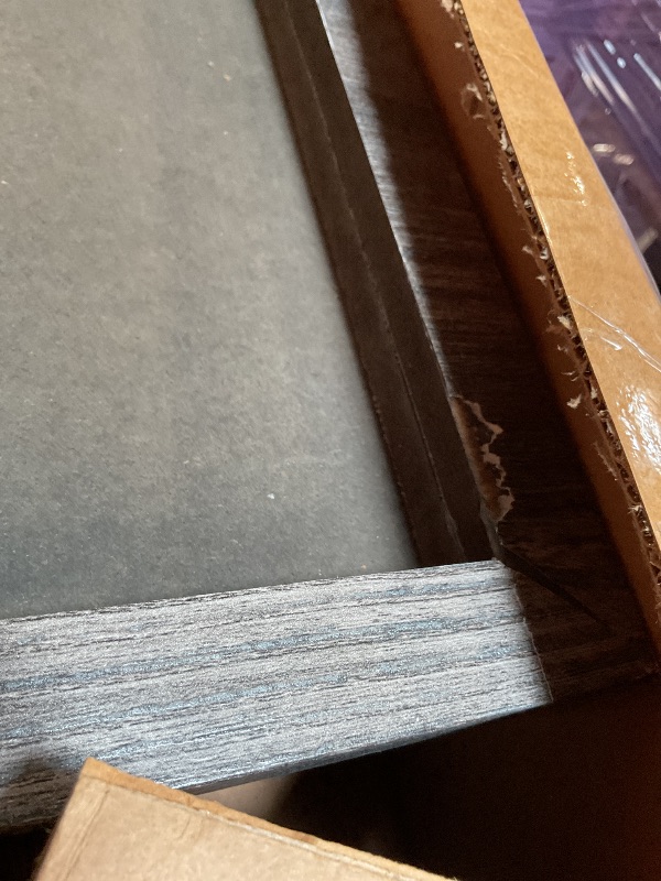 Photo 1 of **CORNER IS CRACKED AND CHIPPED**Roundhill Furniture Athens Contemporary Replicated Wood Shelf Coffee Table in Charcoal Finish