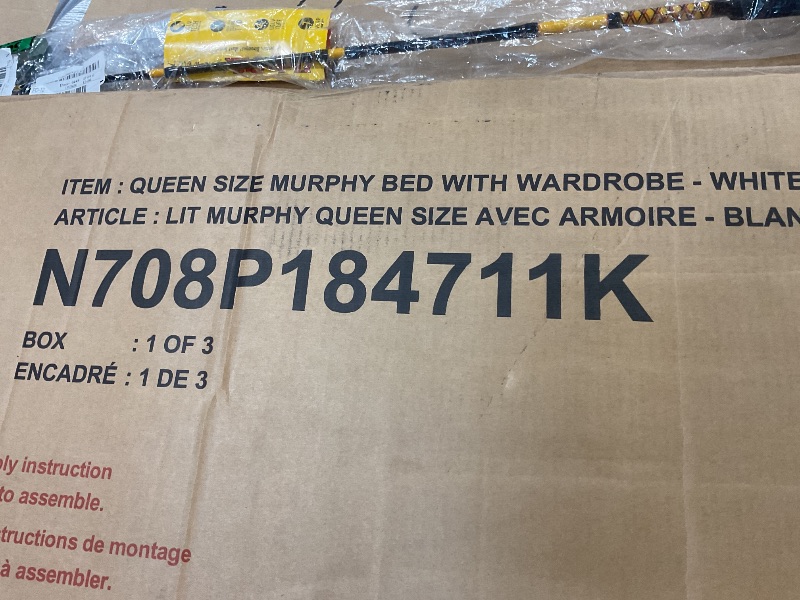 Photo 1 of **SELLING FOR PARTS AS PARTIAL SET. ONE BOX OF THREE**Ball & Cast Queen Size Murphy Bed Wall Bed with USB Port and Little Wardrobes,Wood Hideaway Cabinet Bed Frame W/Drawers & Shelves,can be Folded,Slat Support,for Apartment,Bedroom,White