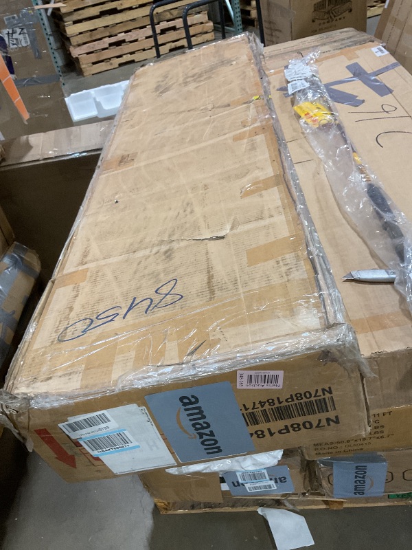 Photo 1 of **SELLING FOR PARTS AS PARTIAL SET. ONE BOX OF THREE**Ball & Cast Queen Size Murphy Bed Wall Bed with USB Port and Little Wardrobes,Wood Hideaway Cabinet Bed Frame W/Drawers & Shelves,can be Folded,Slat Support,for Apartment,Bedroom,White