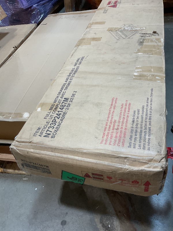 Photo 1 of **SELLING FOR PARTS AS PARTIAL SET. ONE BOX OF TWO**Bellemave Full Corner Bed Frame with Storage Shelves and Desk, Wood Full Size Daybed with Bookcase and Drawers, Natural