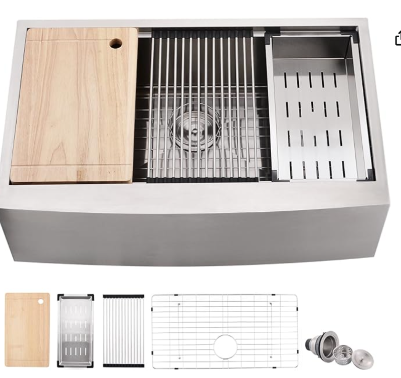 Photo 1 of 33 Inch White Farmhouse Sink Workstation-VASOYO 33x21 Fireclay Farmhouse Sink Apron Front Farm Sink White Kitchen Sink Ceramic Porcelain Single Bowl Deep Kitchen Sink Curved Front Farmer Sink