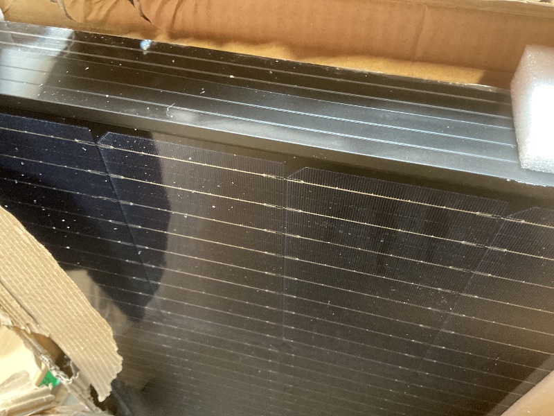 Photo 1 of **MAJOR DAMAGE TO ONE PANEL. SELLING FOR PARTS**DOKIO 2PCS 400 Watt Solar Panels 10BB 12/24 Volt Solar Panel kit High Efficiency for Rooftop Portable Power Station Farm Yacht and Other Off-Grid Applications?800w?…