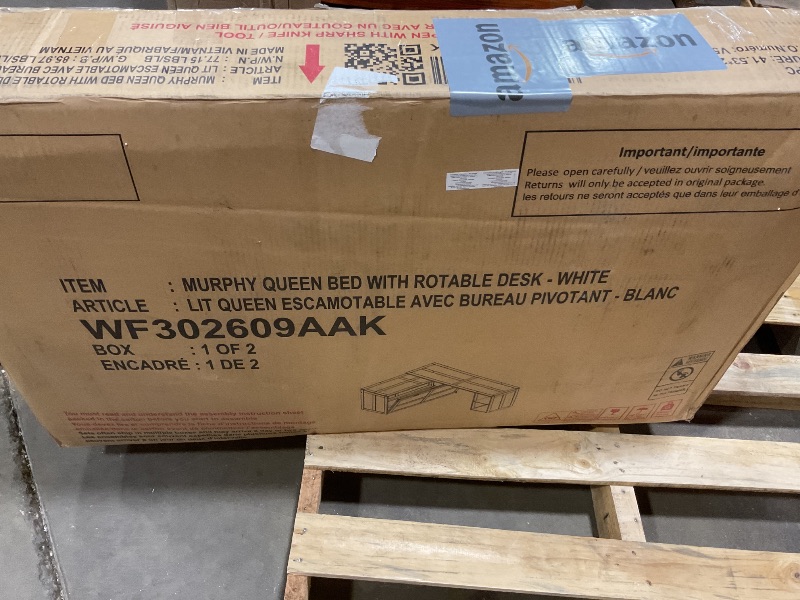 Photo 1 of **SELLING FOR PARTS AS PARTIAL SET. ONE BOX OF TWO** Murphy queen bed with rotatable desk white