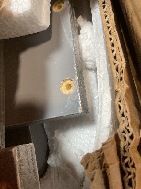 Photo 1 of **MINOR BEND AND CHIP DAMAGE TO CORNER**Dream On Me Jayden 4?in?1 Mini Convertible Baby Crib & Changer with Storage, Steel Grey, Pinewood, GreenGuard Gold & JPMA, 1” Mattress Pad, 3 Mattress Heights, Converts to Mini Day & Twin-Size Bed