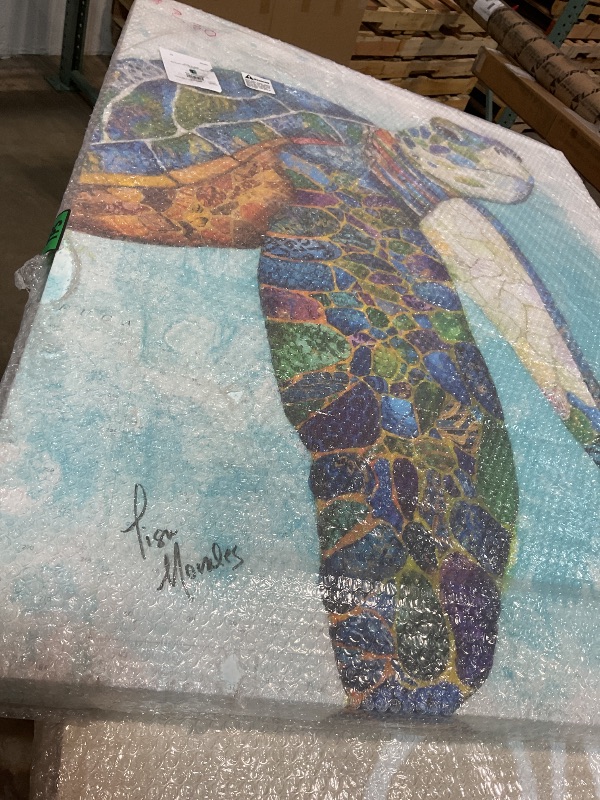 Photo 1 of **DIRT AND SCRAPE DAMAGE TO CORNER**Stupell Industries Bold Aquatic Sea Turtle Pebbled Collage Patterns Canvas Wall Art, Design by Lisa Morales