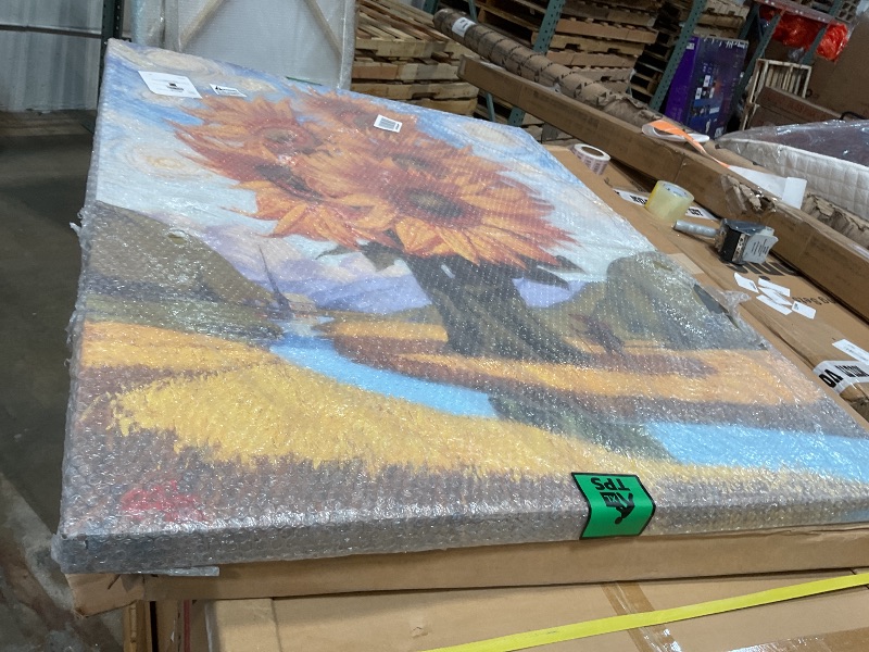 Photo 1 of **SCRATCH ON FRONT**Stupell Industries Giant Sunflower Stalk Country Side Landscape Spiral Sky Canvas Wall Art, Design by Thomas Fluharty