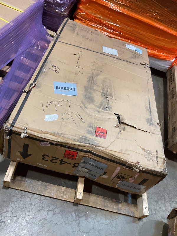 Photo 1 of **ONE CHAIR DAMAGED**Signature Design by Ashley Caitbrook Casual Counter Height Dining Table and Upholstered Bar Stools with Nailhead Trim, Set of 7, Gray