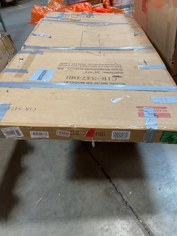 Photo 1 of 34" W ×74" H Shower Glass Panel, Frameless Fixed Glass Shower Panel with Clamps, 5/16"(8mm) Thick Clear Tempered Shower Door, Bathroom Shower Screen in Matte Black