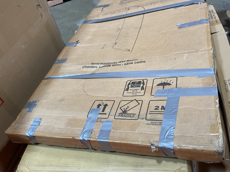 Photo 1 of 34" W ×74" H Shower Glass Panel, Frameless Fixed Glass Shower Panel with Clamps, 5/16"(8mm) Thick Clear Tempered Shower Door, Bathroom Shower Screen in Matte Black