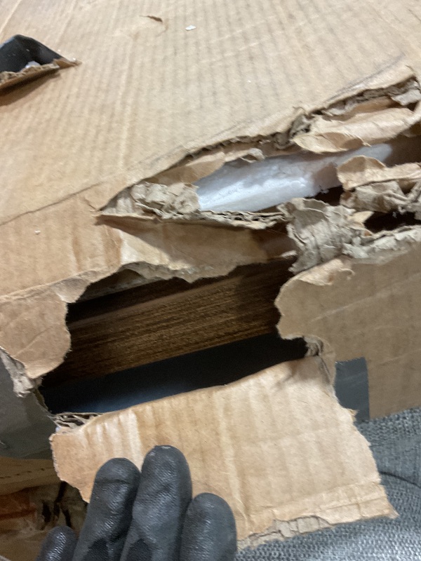 Photo 1 of **SELLING FOR PARTS AS PARTIAL SET. HOLE IN TABLE. CORNER DAMAGED**Tribesigns 63-inch Executive Desk, Large Office Computer Desk with Extra Thick Wooden Tabletop and Metal Frame, Modern Simple Workstation Writing Table Study Desk for Home Office, Vintage 