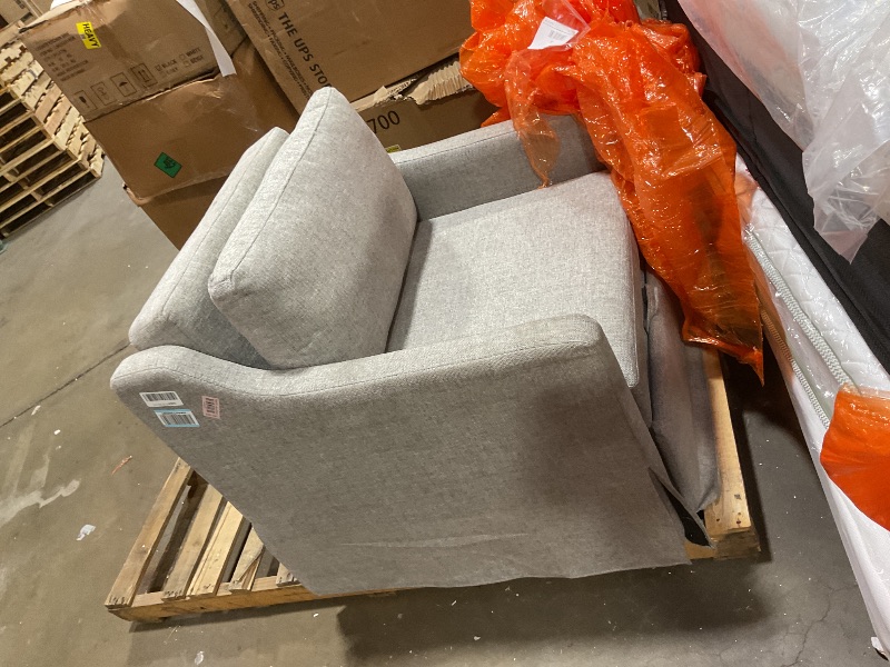 Photo 1 of **DIRTY FROM TRANSPORT **Serta Hawthorne 35" Slipcovered Convertible Accent Chair, Cot Size, Dreamcoil Comfort, Finger Guard Protection, Polyester Tweed Fabric, Linen