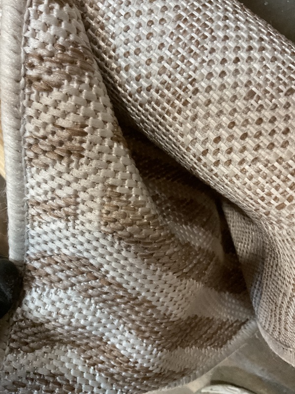 Photo 1 of **DIRTY FROM TRANSPORT **Nicole Miller New York Patio Country Ombre Geo Indoor Outdoor Area Rug, UV Fade Resistant, Low Pile, Beige/Cream, 6'6"x9'2"