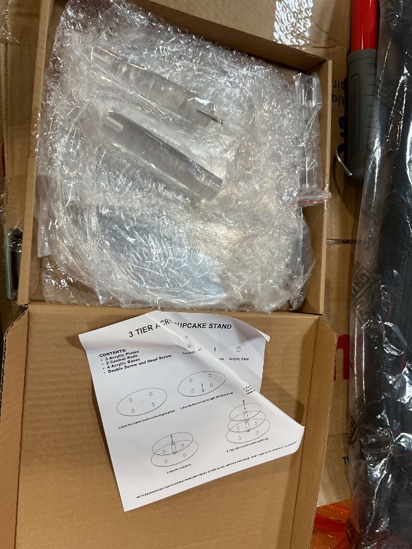 Photo 1 of Acrylic Cupcake Stand, Clear Dessert Tower Holder Display with Base for Wedding, Party, Baby Shower, 3 Tier Round, Transparent