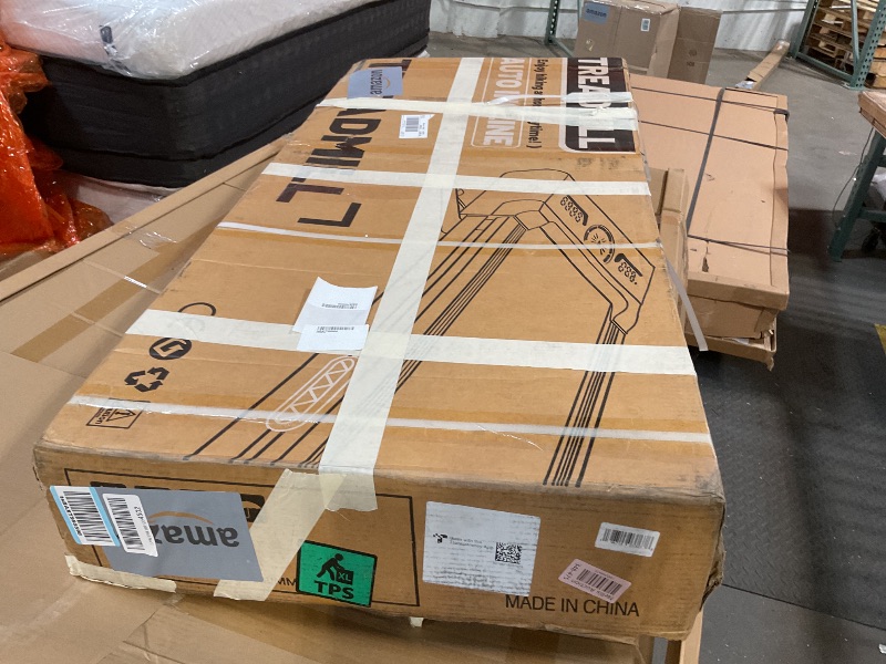 Photo 1 of **SELLING FOR PARTS AS PARTIAL SET. TREADMILL ONLY. NO KEY. NO POWER CORD**Walking Pad Treadmill with 12% 9-Level Auto Incline, 450 lbs Capacity RGB LED Screen, Bluetooth Speaker Under Desk Treadmill, Compact Treadmills for Home Hiking, Black