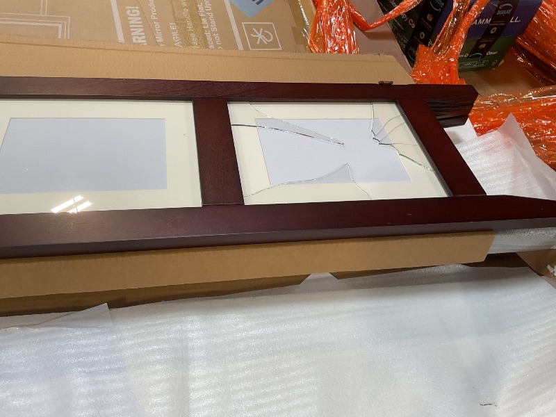 Photo 1 of **ONE GLASS BROKEN**SZQINJI 3 Panel Photo Room Divider Screen, Solid Wood Divider for Room Separation for 8x10 Picture Frame Without Mat for 5x7 Photo with Mat, Walnut