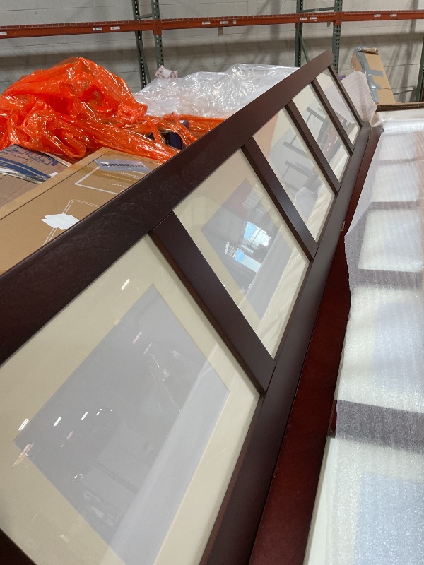 Photo 1 of **ONE GLASS BROKEN**SZQINJI 3 Panel Photo Room Divider Screen, Solid Wood Divider for Room Separation for 8x10 Picture Frame Without Mat for 5x7 Photo with Mat, Walnut