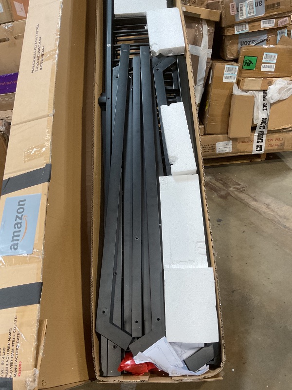 Photo 1 of **Scuffs and scratches **PVWIIK Double Montessori Floor Bed with Fence & Roof for Two Kids Teens Boys Girls,Twin Floor Bed,Easy Assemble,No Box Spring Needed, Black