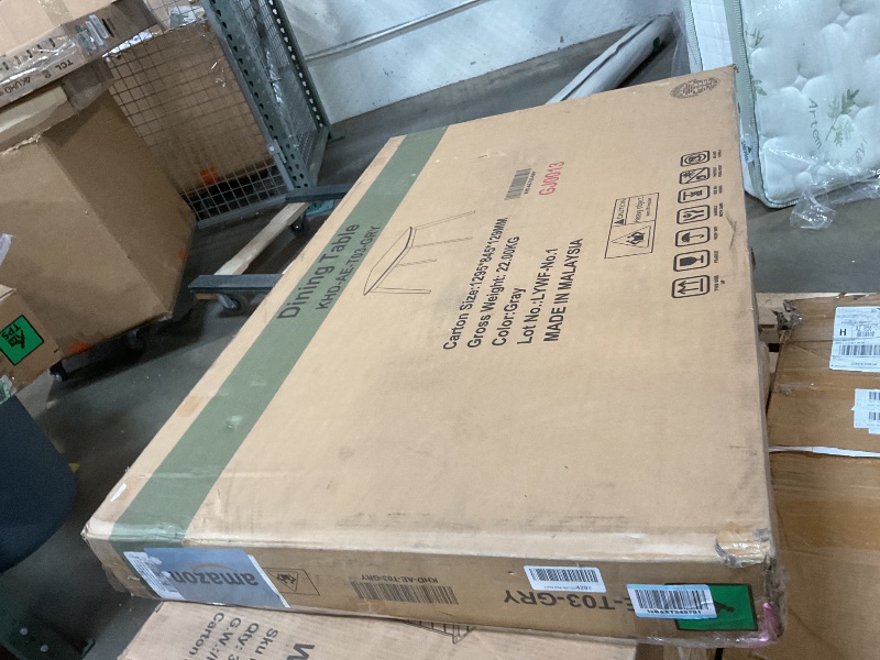 Photo 1 of **SELLING FOR PARTS AS PARTIAL SET. TABLE ONLY**Peatuk 7-Piece Dining Table Set for 4-6, Solid Wood Kitchen Table Set with 6 Upholstered Dining Chairs, 47'' Farmhouse Structure Table & Chair Set for Kitchen, Dining Room, Restaurant, Washed Gray